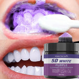 Pó de limpeza de dentes roxo - sem sulfato, limpeza profunda e polimento, clareia os dentes em 5 dias, portátil para uso diário e viagens